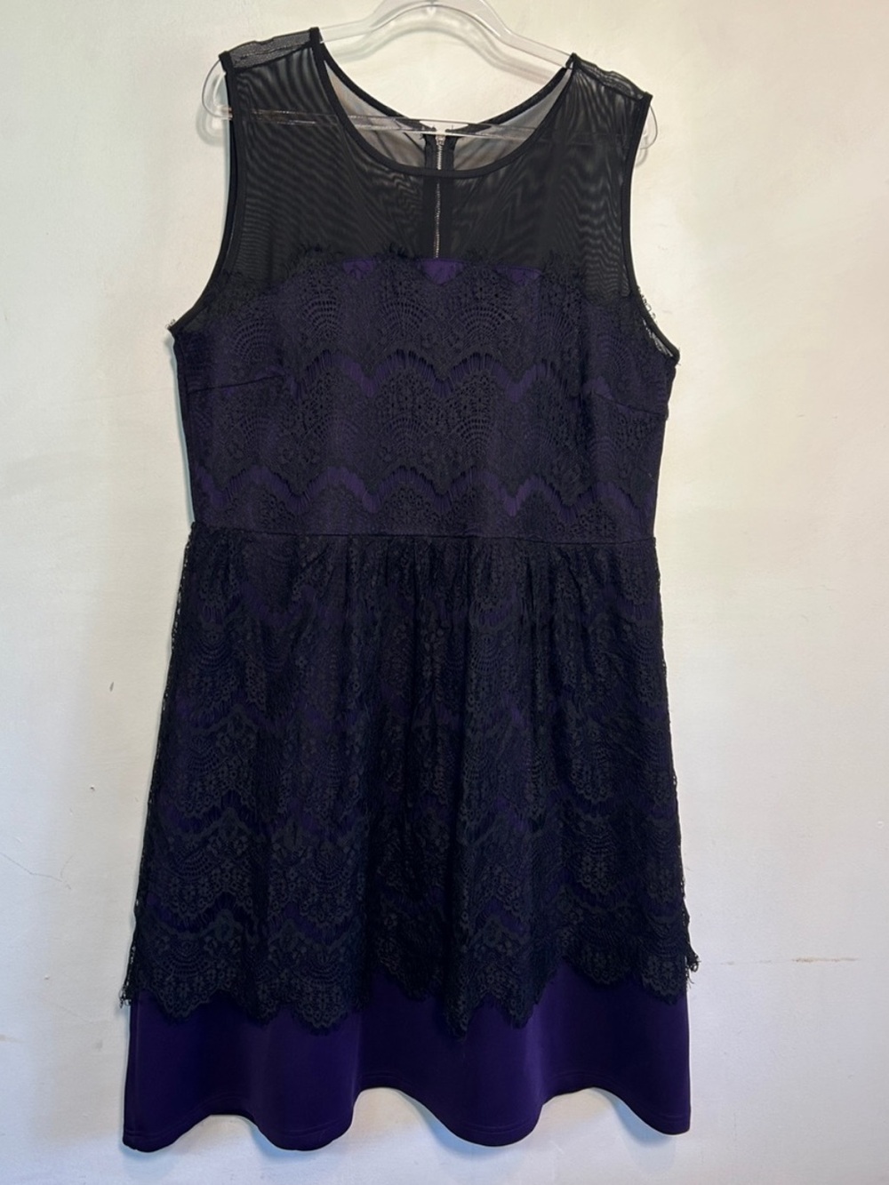 Ricki’s Black Purple Whimsigoth Lace Overlay Dress Size 16 Mesh Party Dress - Picture 2 of 9